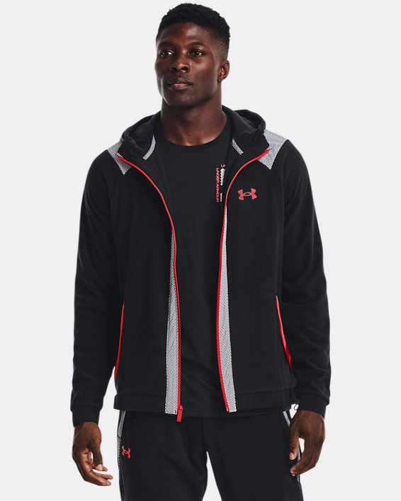 Sweat à capuche entièrement zippé UA RUSH™ Fleece Geo pour homme, Black, pdpMainDesktop image number 0